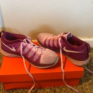 Pink Nike running shoes